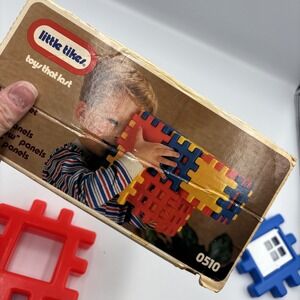 VTG Little Tikes Waffle Blocks 36 Pieces Red Blue Yellow Classic Building Toys